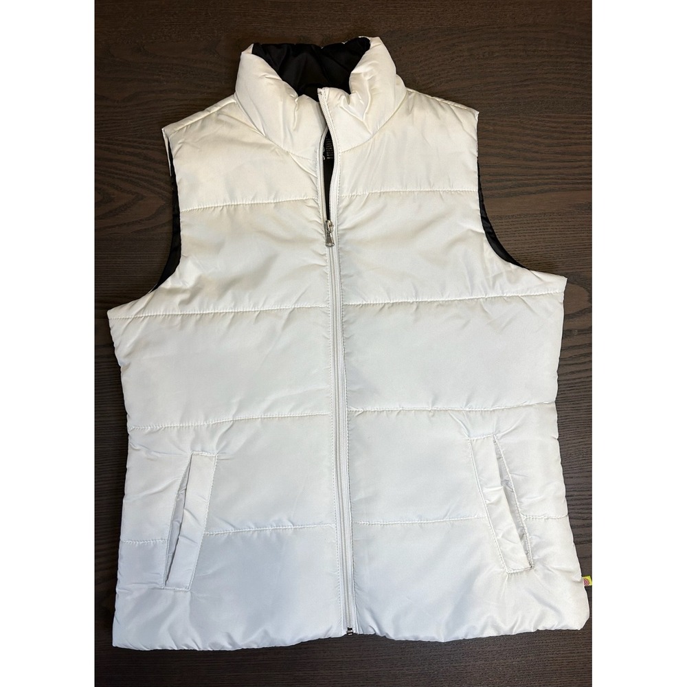 MADE FOR LIFE Women's Small White Insulated Puffer Vest, Full Zip